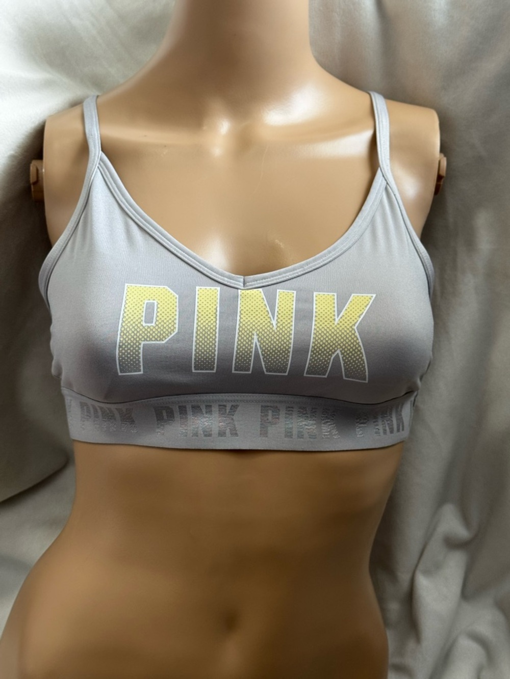 Victoria’s Secret PINK Gray Sports Bra Lightly Lined Removable Pads S